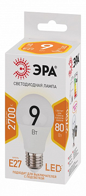 Лампа светодиодная Эра  E27 9Вт 2700K LED A60-9W-827-E27 400_400_2473997