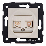 Розетка двойная RJ-11 и Ethernet RJ-45, без рамки Kollinger  REA-011GD 500_191_3123230