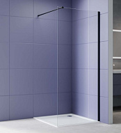 AQ.WI.090.1BL Душевая перегородка Walk in с держателем 900x2000 профиль черный, стекло прозрачное 8мм 500_191_3224875