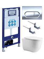SET AQUATEK КЛАССИК cm-043 4в1 (рама AQUATEK INS-0000025 +крепление KKI-0000002 +кнопка KDI-0000043 +унитаз AQ1112-00 +тонкое сиденье с механиз) 500_191_3232700