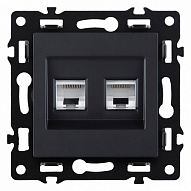 Розетка двойная Ethernet RJ-45 и со шторками, без рамки Kollinger Asthetik AS-018BK 500_191_3118827