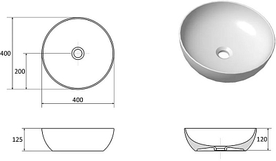 Умывальник UNI 400 B SLIM керамический белый 400_400_2421137