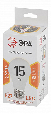Лампа светодиодная Эра Стандарт E27 15Вт 2700K LED A60-15W-827-E27 400_400_2473469