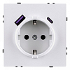 Розетка с заземлением и со шторкой и 2хUSB type A и C, без рамки Kollinger Eclipse EC-016WG 100_100_3118893
