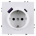 Розетка с заземлением и со шторкой и 2хUSB type A и C, без рамки Kollinger Eclipse EC-016WG 250_100_Array