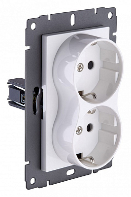 Розетка двойная с заземлением, без рамки Kollinger  REA-032WH 400_400_3123459