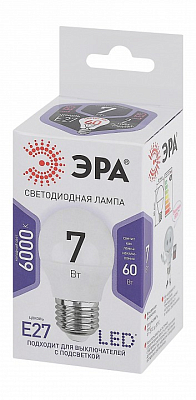Лампа светодиодная Эра Стандарт E27 7Вт 6000K LED P45-7W-860-E27 400_400_2473876