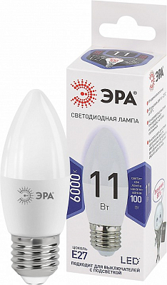 Лампа светодиодная Эра Стандарт E27 11Вт 6000K LED B35-11W-860-E27 400_400_2474064