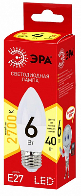 Лампа светодиодная Эра  E27 6Вт 2700K ECO LED B35-6W-827-E27 R 400_400_2842078
