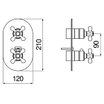 GRC5102BR GRAZIA термастатический смеситель на 2 потребителя (внешняя часть), бронза 250_100_2415261
