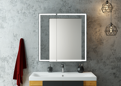 Зеркало-шкаф Mirror Box black Led 800х800 400_400_2909993