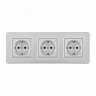 Розетка с заземлением и со шторкой Arte Milano SET16-3 SET16-3-40-1x3 silver 500_191_2306073