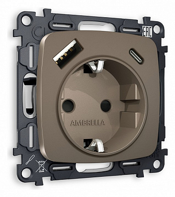 Розетка с заземлением и 2хUSB type A и C, без рамки Ambrella Volt OMEGA MO640010 400_400_2188742
