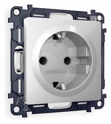Розетка с заземлением и со шторкой, без рамки Ambrella Volt ALFA MA407010 400_400_2186392