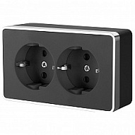 Розетка двойная с заземлением Werkel Gallant (черный/хром) W5072135 500_191_2296620