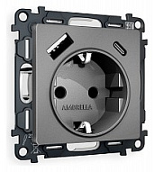 Розетка с заземлением и 2хUSB type A и C, без рамки Ambrella Volt ALFA MA660010 500_191_2307046