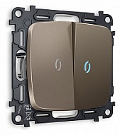 Выключатель проходной двухклавишный с подсветкой без рамки Ambrella Volt OMEGA MO634040 500_191_2307368