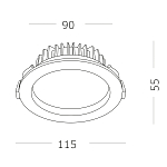 ST752.538.07 Св-к встр. Белый LED 1*7W 3000K 560Lm Ra80 100° IP44 D115xH47 100-240V Встраиваемые светильники 250_100_2945597
