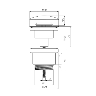 LM8500C Клапан донный универсальный Click/Clack 1 ¼, хром 400_400_2415711