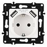 Розетка с заземлением и со шторкой и 2хUSB, без рамки Arte Milano am-217 217.47-1.white 250_100_Array