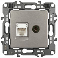 ТВ-розетка и розетка Ethernet RJ-45 без рамки Эра Эра 12 12-3110-16 500_191_2395189
