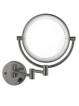 AQ4912BGM зеркало косметическое настенное с подсветкой 5х, оружейная сталь (шлиф. черный хром) 250_100_2732270