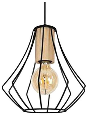 Подвесной светильник Imex MD.9050 MD.9050-1-P-BK+WOOD 400_400_3114144