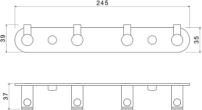 AQ4123MB ЕВРОПА планка с 4 крючками, матовый черный 400_400_2412382