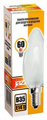 Лампа накаливания Jazzway  E14 60Вт 2700K B35 240V 60W E14 frosted 400_400_2870477