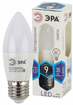 Лампа светодиодная Эра Стандарт E27 9Вт 4000K LED B35-9W-840-E27 400_400_2473725