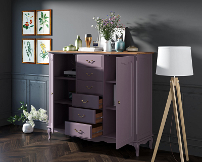 Комод Leontina Lavanda с шестью ящиками и дверками арт ST9350L 400_400_1933567
