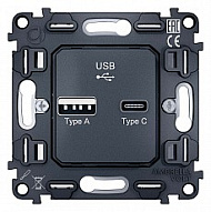 Механизм розетки 2хUSB type A и C Ambrella Volt QUANT VM177 500_191_2307801