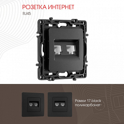 Розетка Ethernet RJ-45 без рамки Arte Milano am-217 217.45-2.black 400_400_2167876