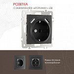 Розетка с заземлением и со шторкой и 2хUSB, без рамки Arte Milano am-206 206.47-1.black 250_100_2167517