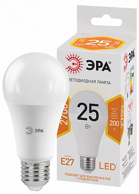 Лампа светодиодная Эра Стандарт E27 25Вт 2700K LED A65-25W-827-E27 400_400_2474251