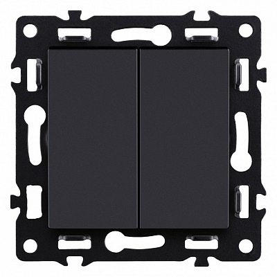 Выключатель проходной двухклавишный без рамки Kollinger Asthetik AS-005BK 400_400_3106820
