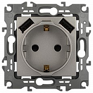 Розетка с заземлением и со шторкой и 2хUSB, без рамки Эра Эра 12 12-4109-16 500_191_2395479