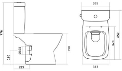 1.WH30.2.418 НЕО rimless Унитаз-компакт безободковый, 2 реж., дюро, метал крепеж, soft-close, тонкое 250_100_1434511