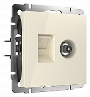 ТВ-розетка и розетка Ethernet RJ-45 без рамки Werkel слоновая кость W1181303 500_191_2261464