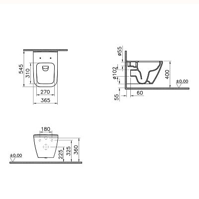 9856B003-7207 Комплект: Integra Square подвесной Безободковый унитаз + тонкое сиденье МЛ/БС+ инсталляция + панель смыва хром глянец 400_400_2407463