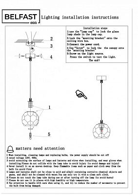 Подвесной светильник Belfast Clifton D3315-1 GL GR 400_400_2035760