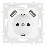 Розетка с заземлением и со шторкой и 2хUSB, без рамки Arte Milano am-205 205.47-1.white 250_100_2167161