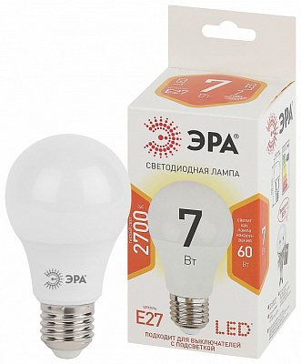 Лампа светодиодная Эра Стандарт E27 7Вт 2700K LED A60-7W-827-E27 400_400_2473819