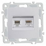 Розетка двойная RJ-11 и Ethernet RJ-45, без рамки Arte Milano am-206 206.44-1.silver 250_100_Array
