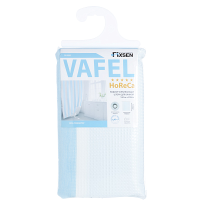 Шторка для ванной Fixsen Vafel, голубая FX-5020C 400_400_2924073