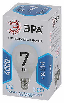 Лампа светодиодная Эра Стандарт E14 7Вт 4000K LED P45-7W-840-E14 400_400_2473437