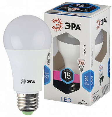 Лампа светодиодная Эра Стандарт E27 15Вт 4000K LED A60-15W-840-E27 400_400_2474152