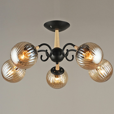 Люстра на штанге Reluce 04886 04886-0.3-05 BK+WOOD 400_400_3109167