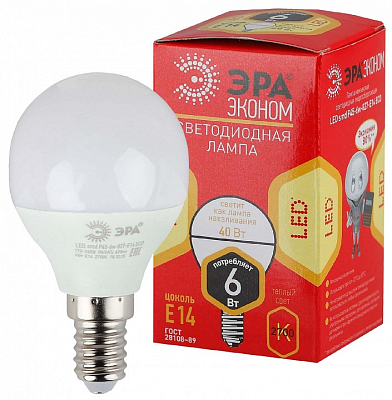 Лампа светодиодная Эра  E14 6Вт 2700K LED P45-6W-827-E14 R 400_400_2842444