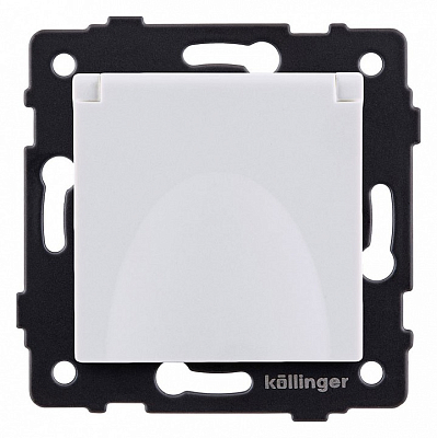 Розетка с заземлением с крышкой, без рамки Kollinger  REA-006WH 400_400_3123173